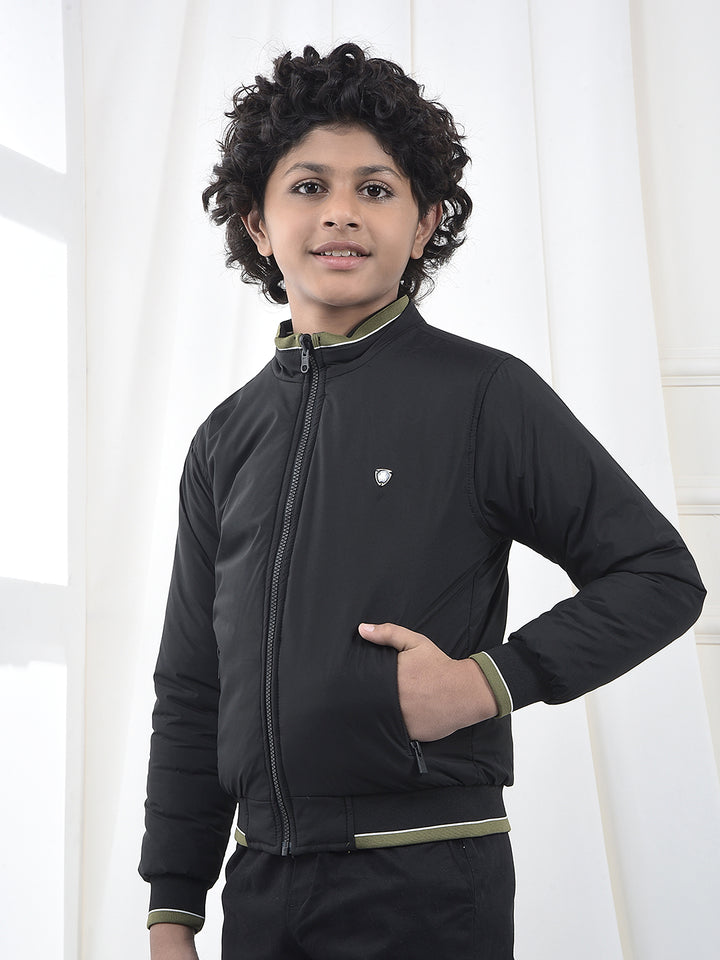 Black & Olive Green Reversible Padded Bomber Jacket