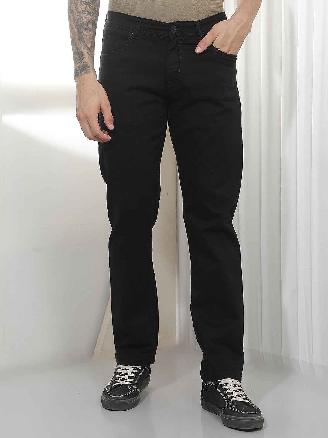 Modern Black Straight Casual Jeans