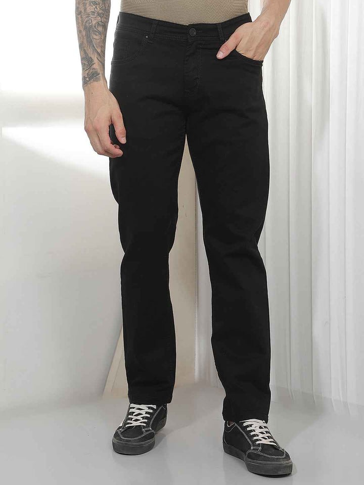 Modern Black Straight Casual Jeans