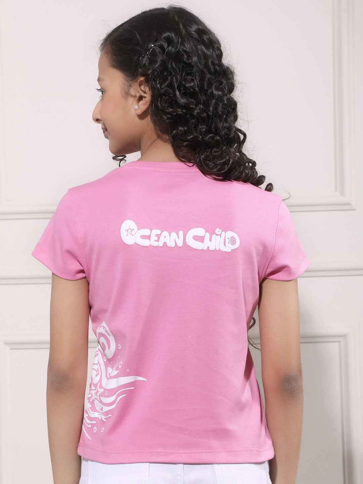 Pink Graphic Print Crop T-Shirt