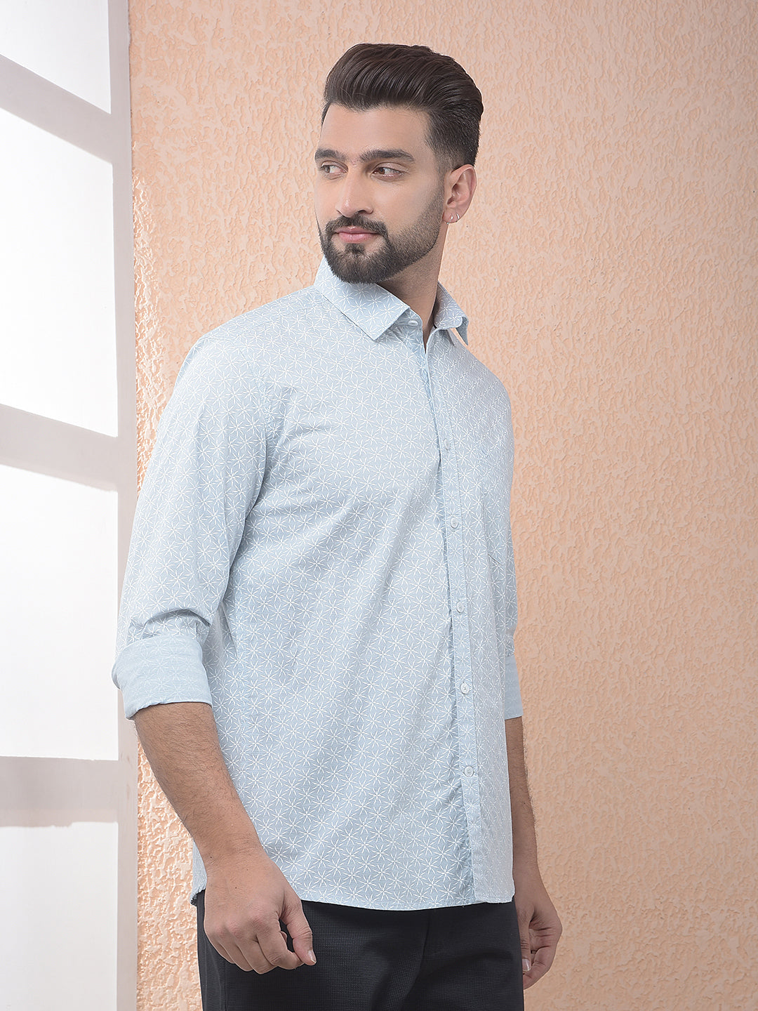 Ice Blue Micro Print Shirt