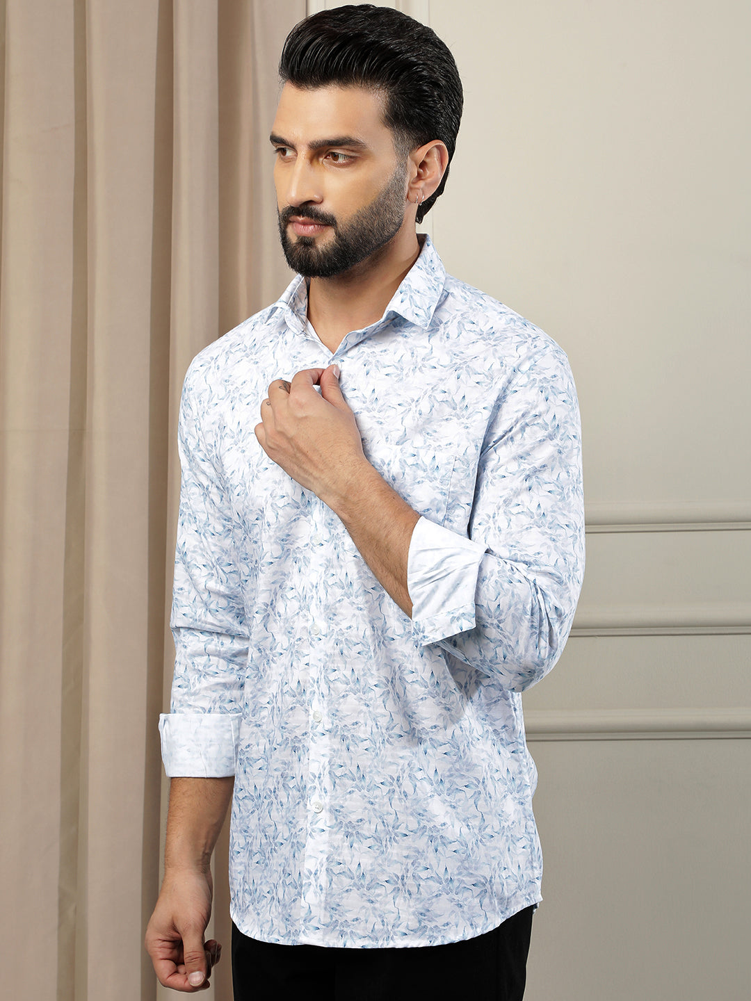 Essential Sky Blue Printed Shirt