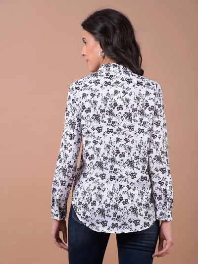 White Floral Print Shirt