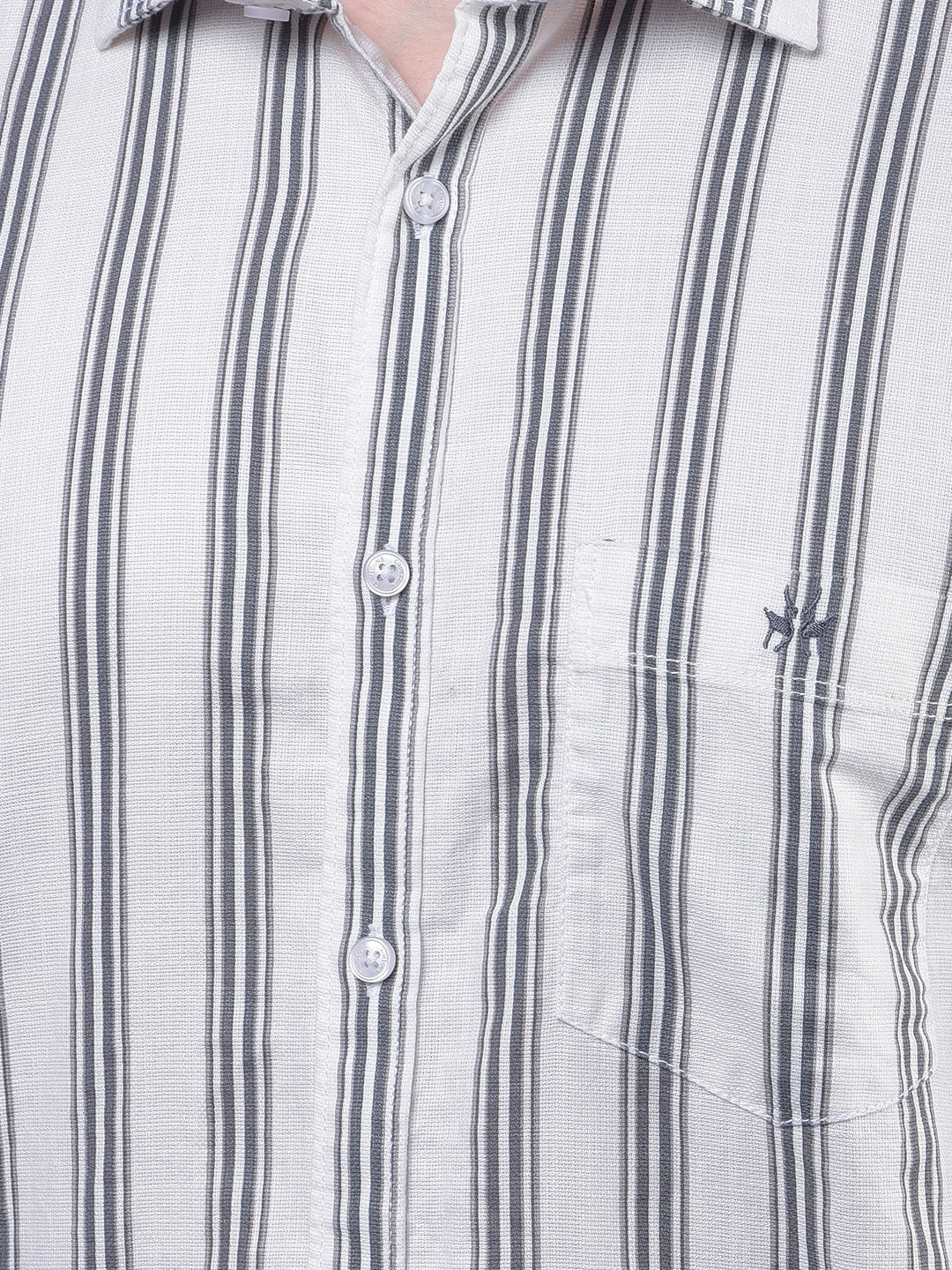 Grey Vertical Stripes 100% Cotton Shirt