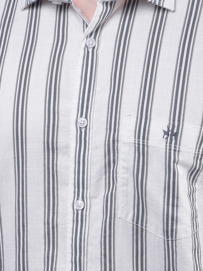 Grey Vertical Stripes 100% Cotton Shirt