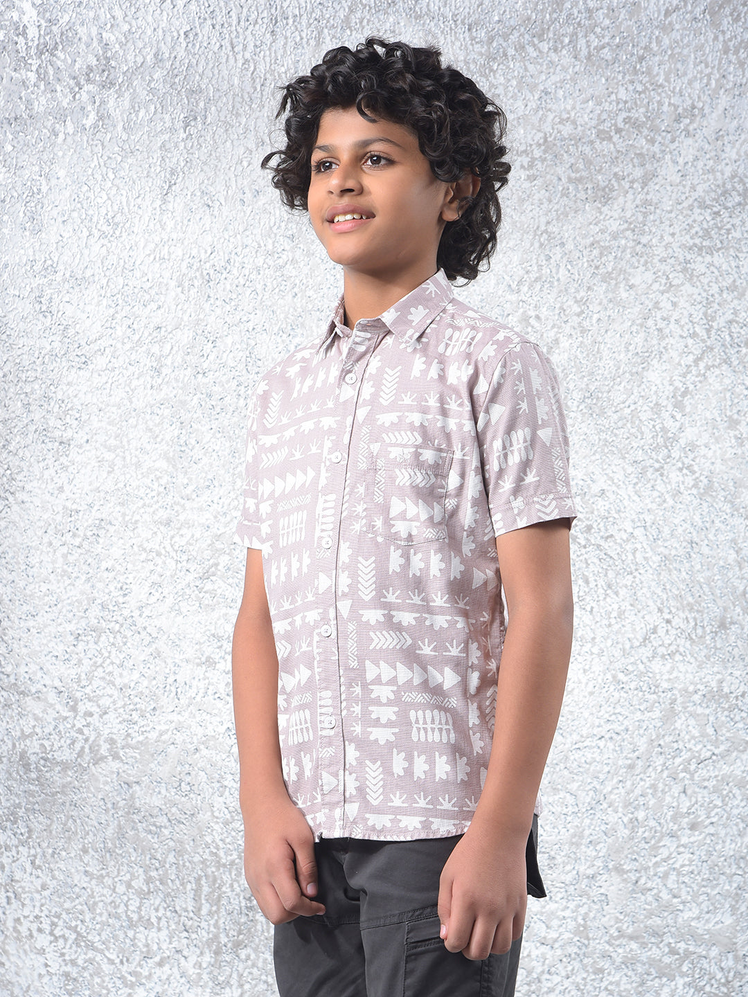 Purple Printed 100% Cotton Shirt