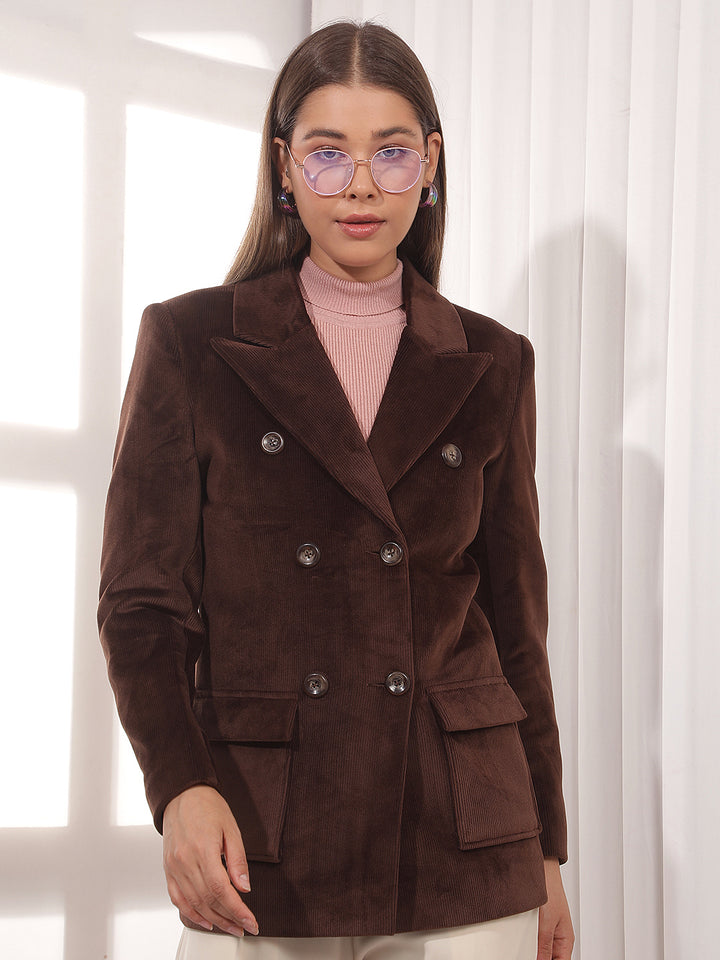 Brown Doblue Breasted Corduroy Coat