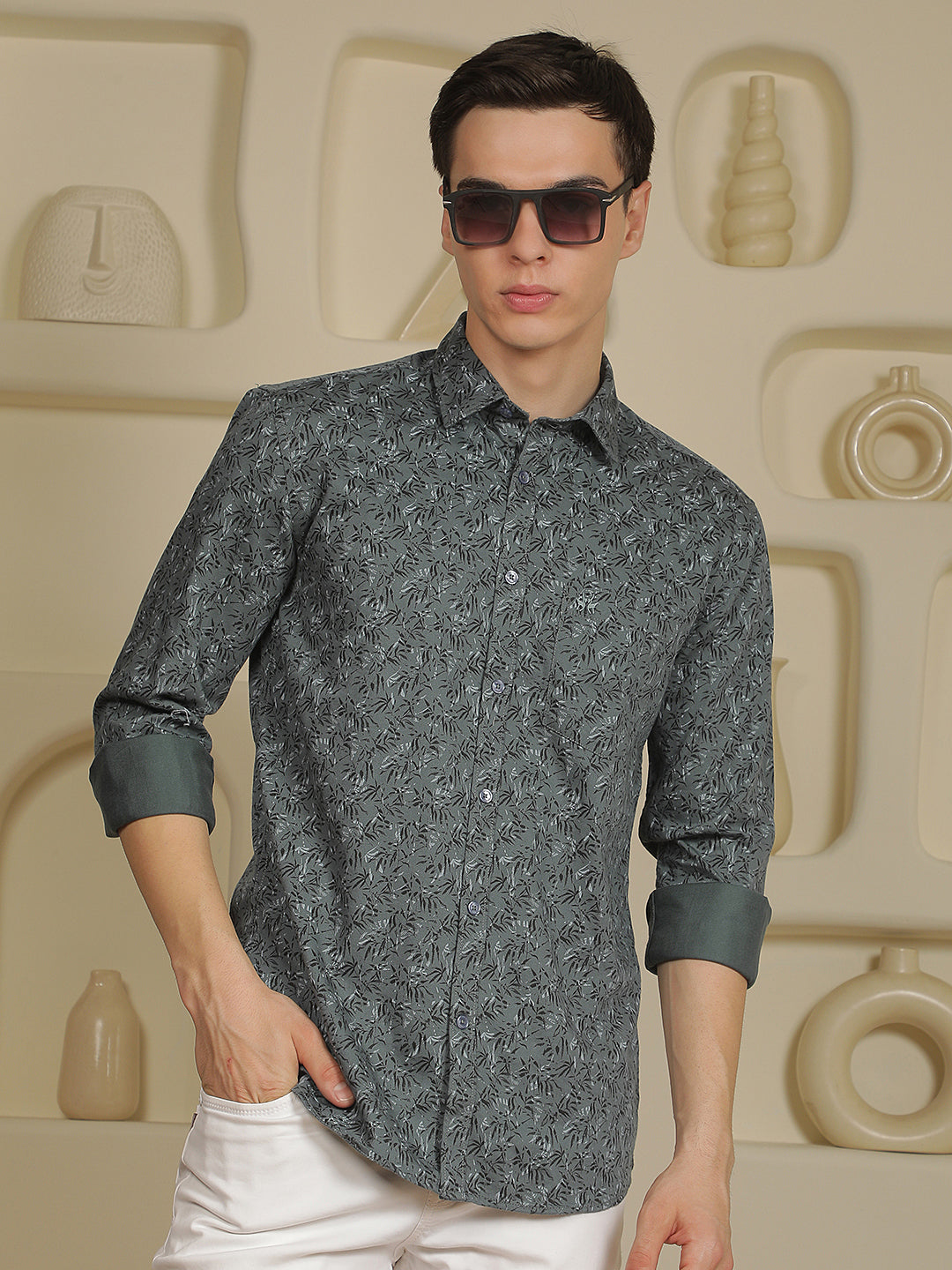 Blue Floral Print Shirt