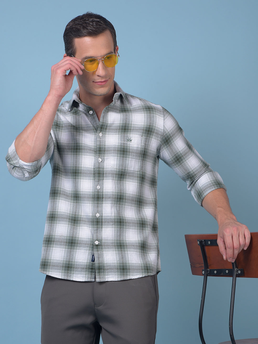 Green Checked 100% Cotton Shirt
