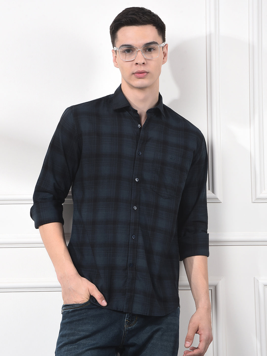 Green Checked 100% Cotton Shirt