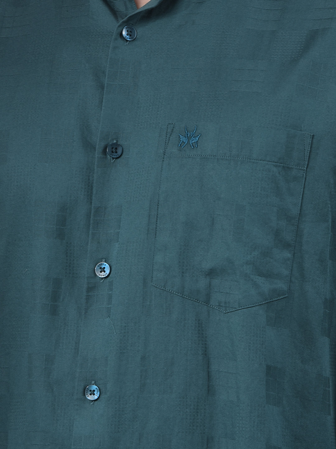 Green Textured 100% Cotton Shirt