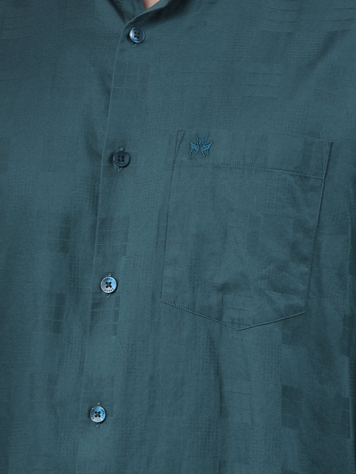 Green Textured 100% Cotton Shirt