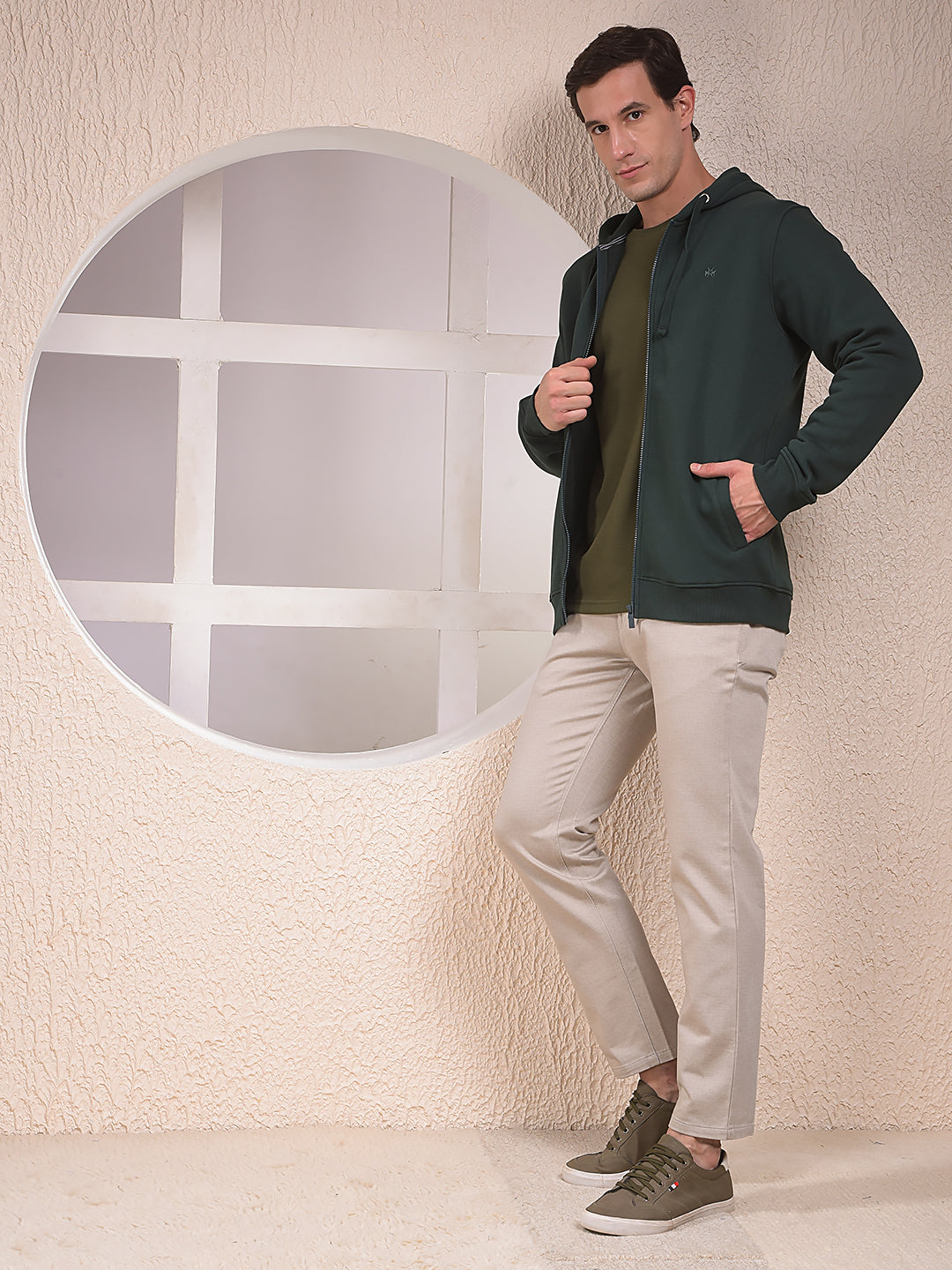 Green Hooded Neck Sweatshirt