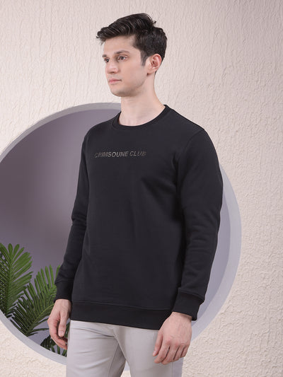 Classic Black Cotton Sweatshirt With Brand Logo