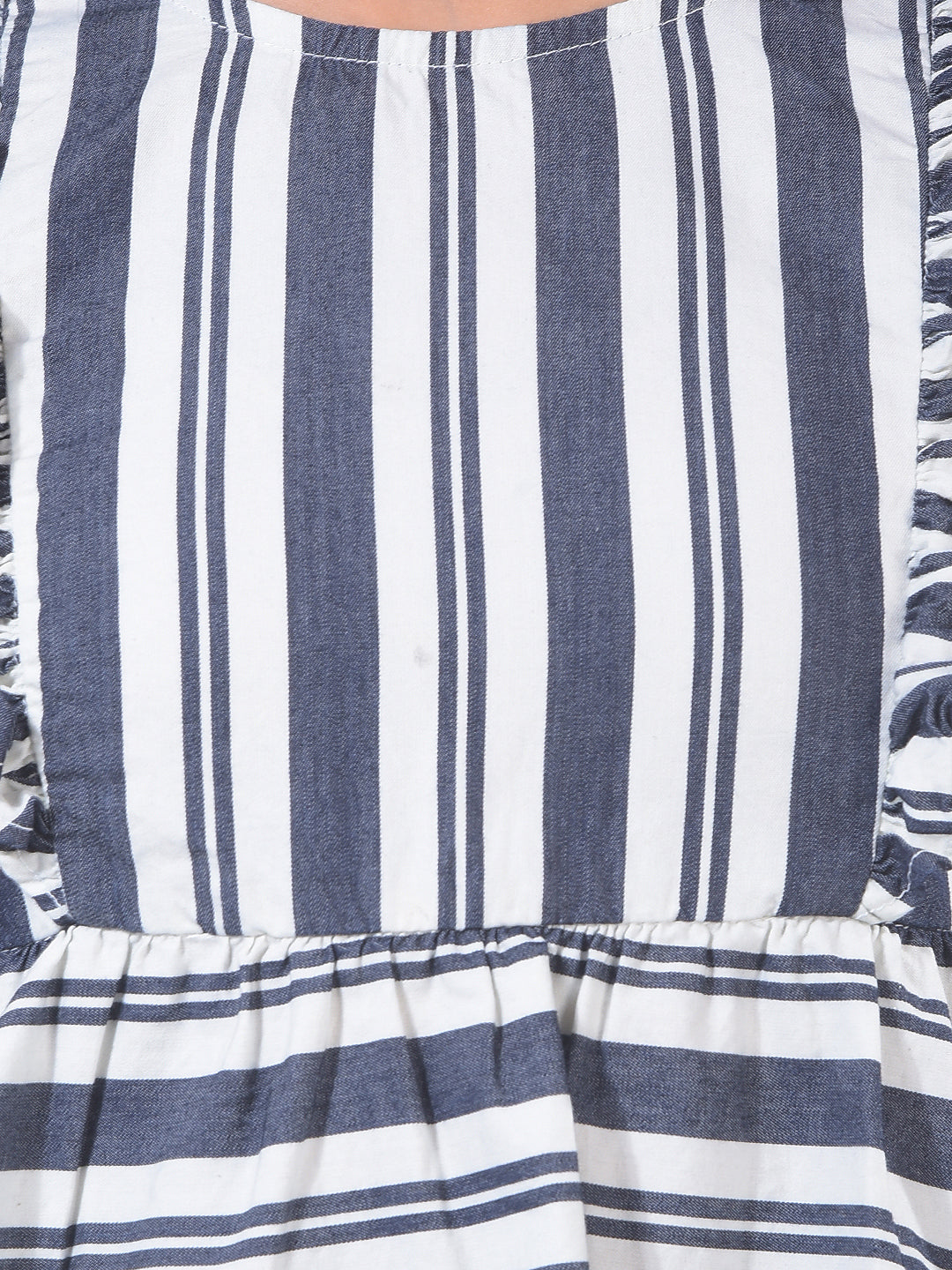 Black Vertical Stripes Sleeveless 100% Cotton Peplum Top