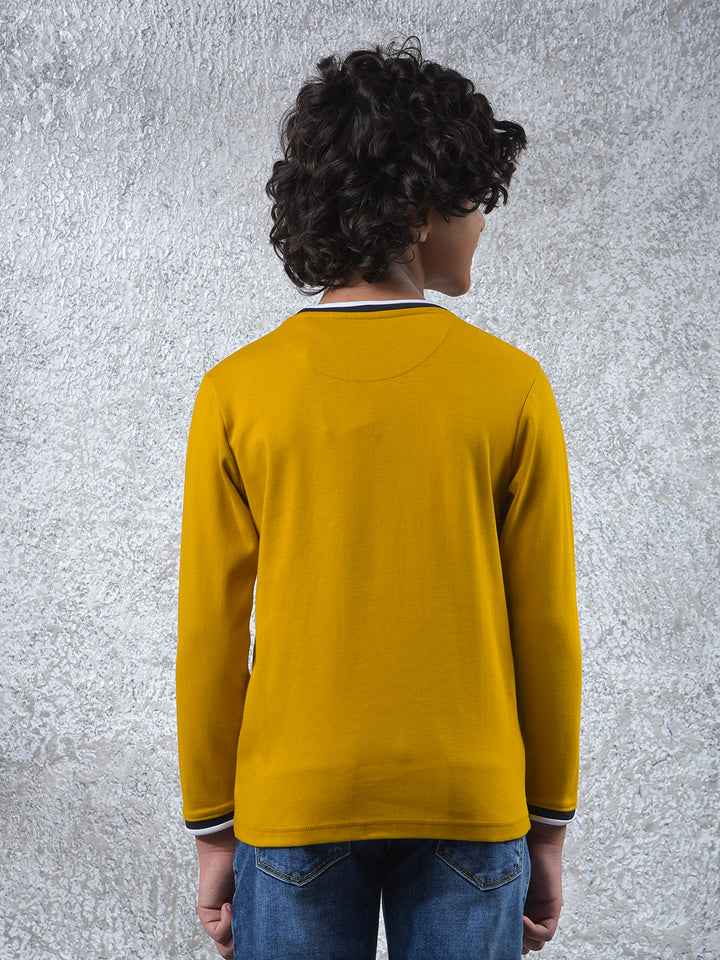 Yellow Typographic Print 100% Cotton T-Shirt