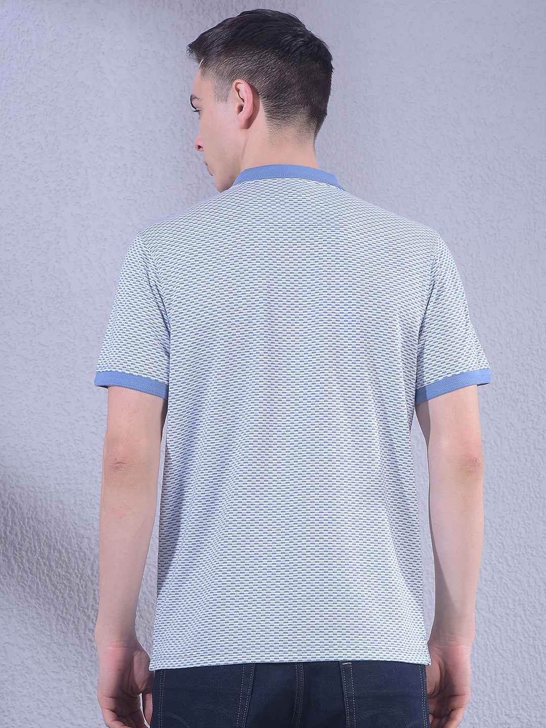 Stylish Light Blue Zipper Polo T-Shirt