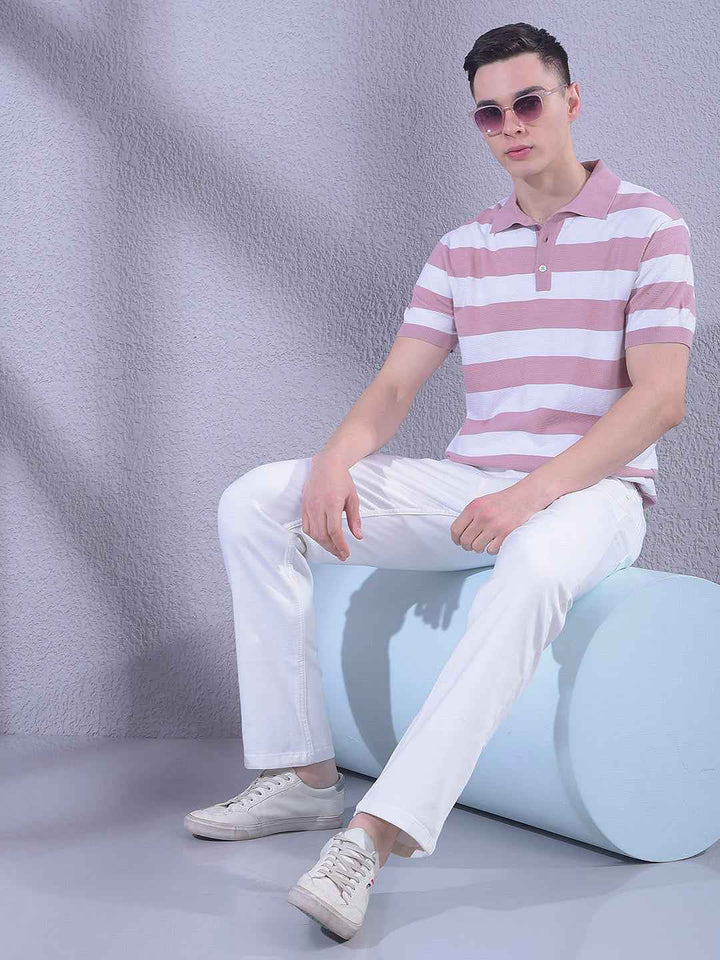 Pink Horizontal Striped T-Shirt