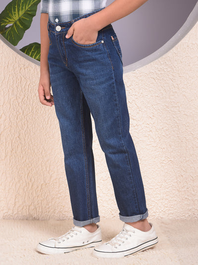 Chic Navy Blue Straight Jeans