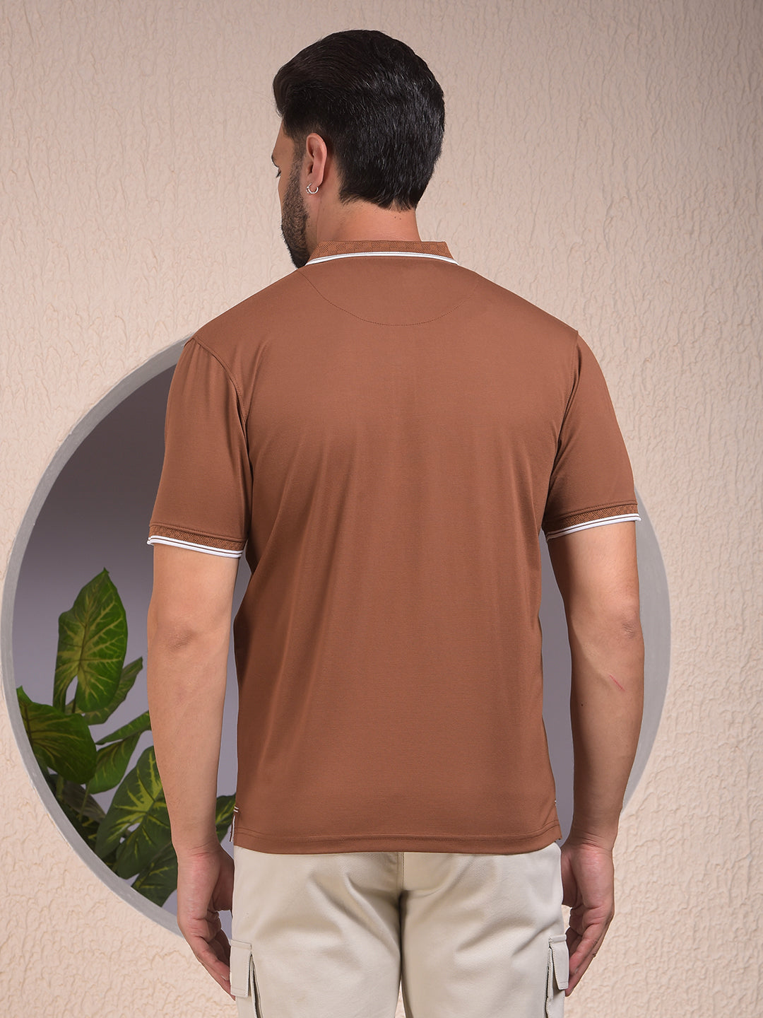 Dreamy Brown Polo Neck T-Shirt