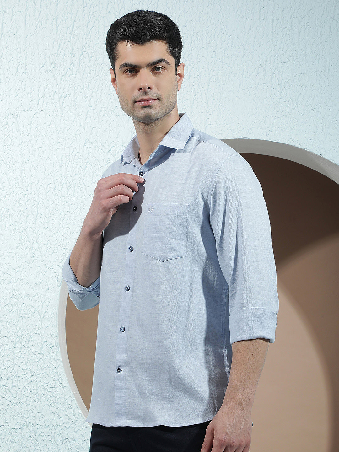Essential Sky Blue Textured Shirt