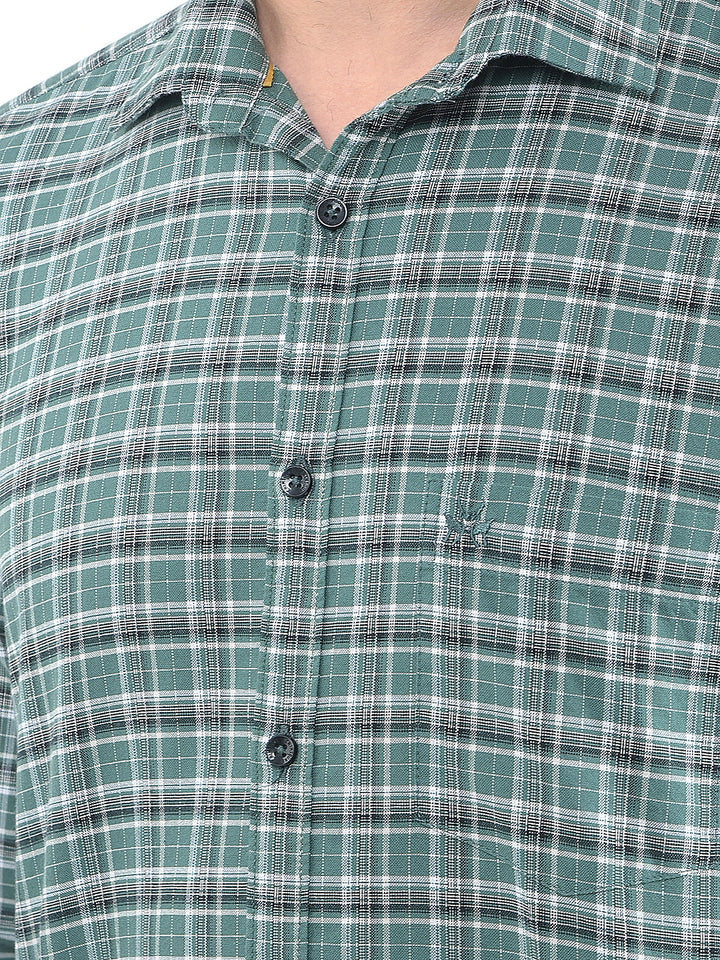 Quest Moss Green Checked 100% Cotton Shirt