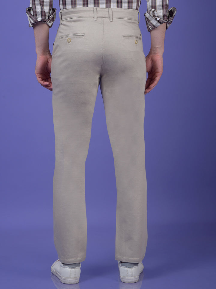 Beige Printed Trousers