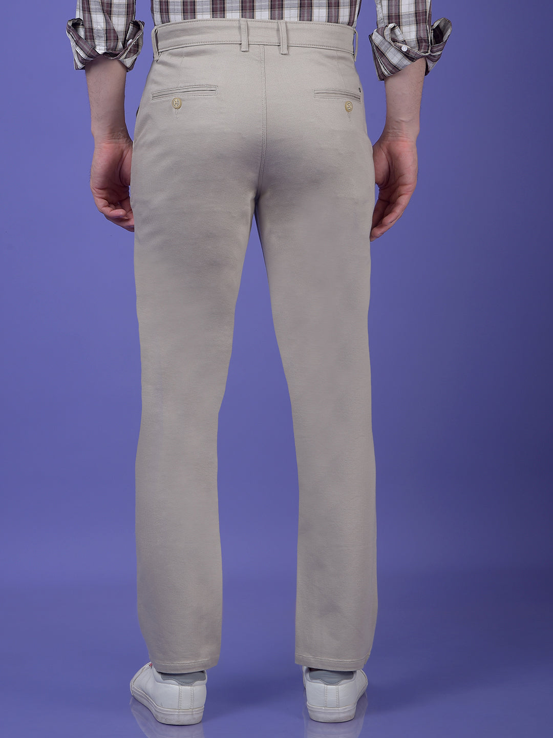 Beige Printed Trousers