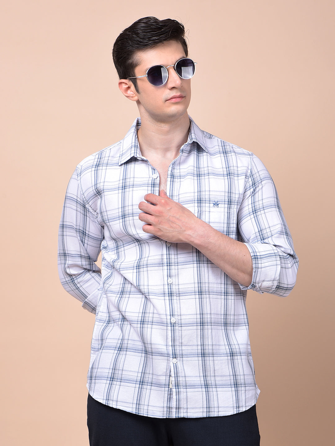 White Checked 100% Cotton Shirt
