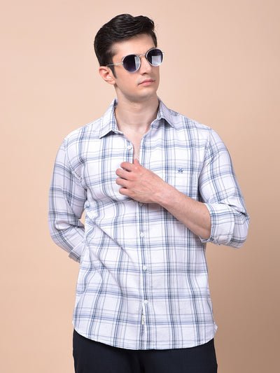 White Checked 100% Cotton Shirt