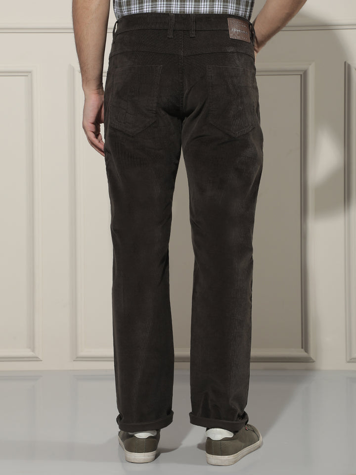Structured Forest Olive Corduroy Trousers