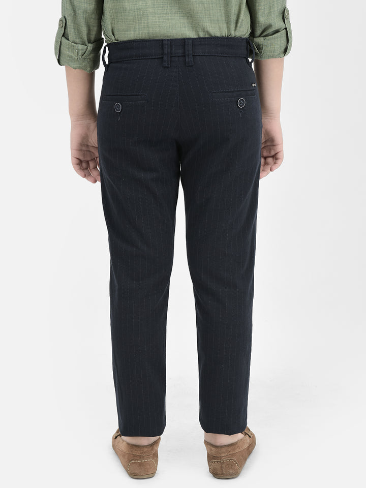 Navy Blue Vertical Stripes Trousers
