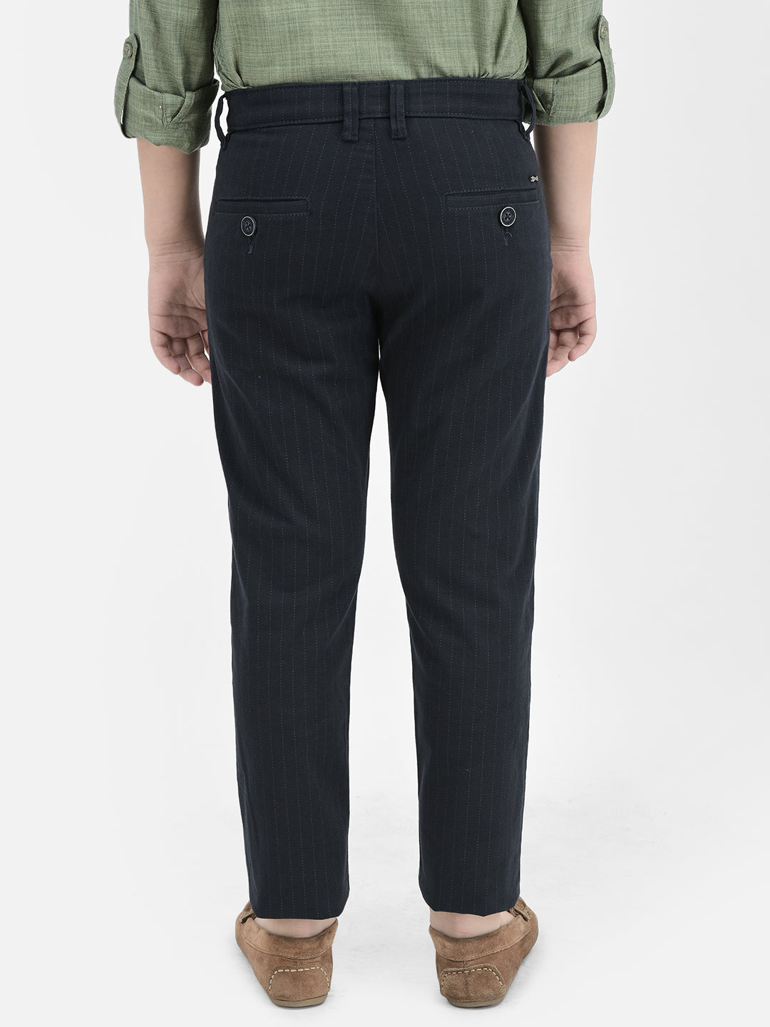 Navy Blue Vertical Stripes Trousers