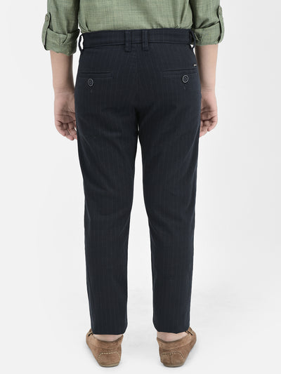 Navy Blue Vertical Stripes Trousers