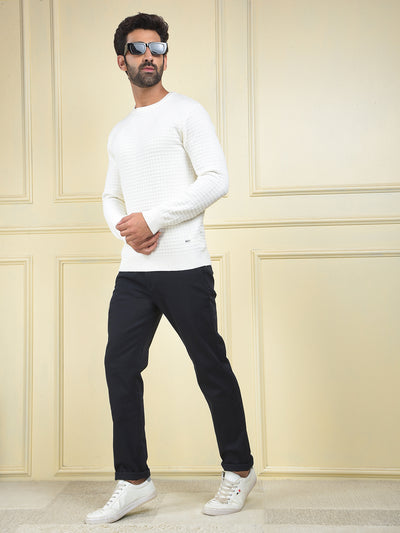 Off White Jacquard Knitted Sweater