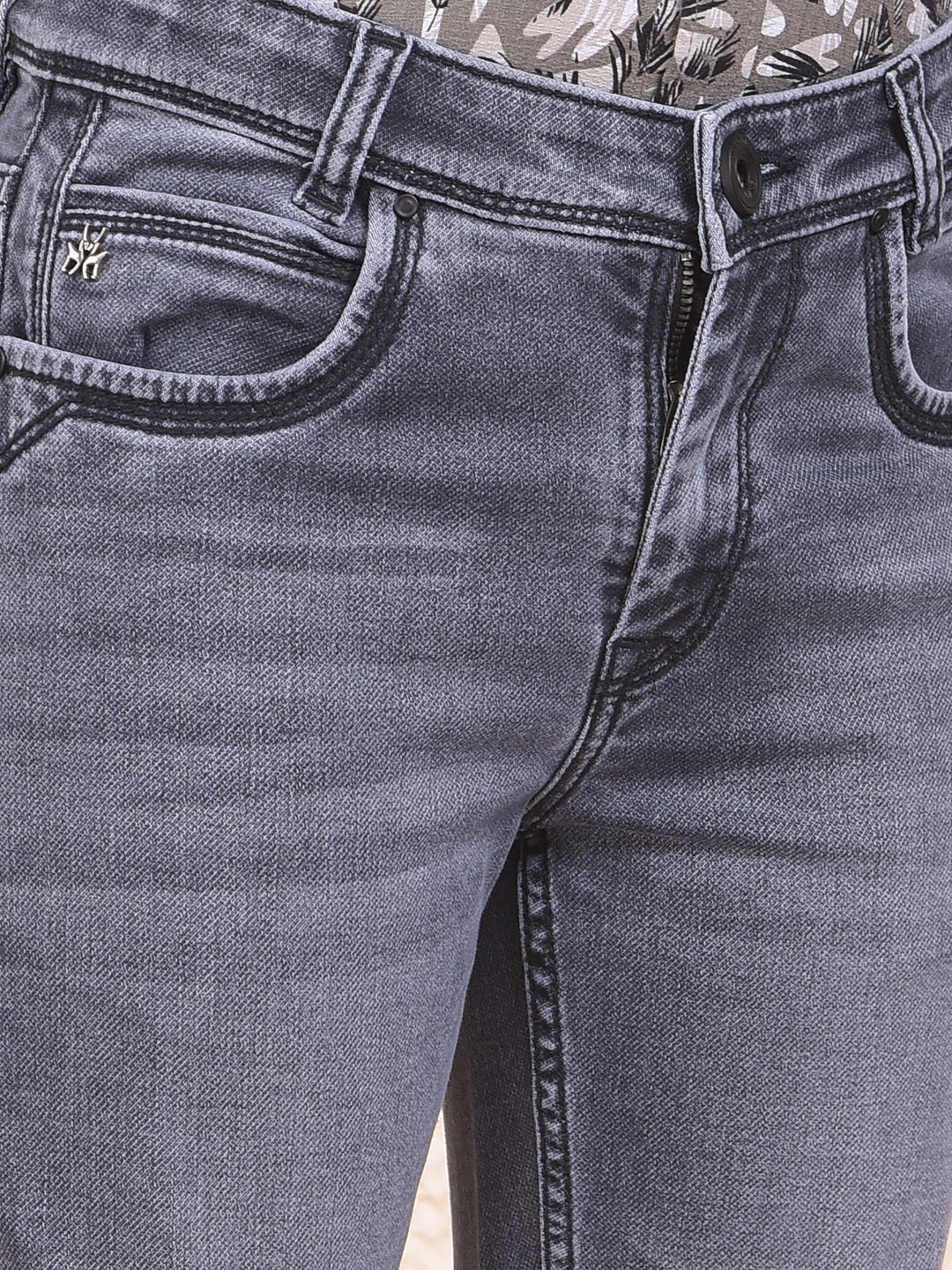 Modish Dark Wash Slim Fit Grey Jeans