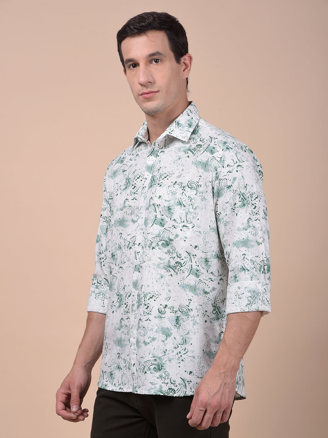 Sleek Silhouette Green Printed Shirt