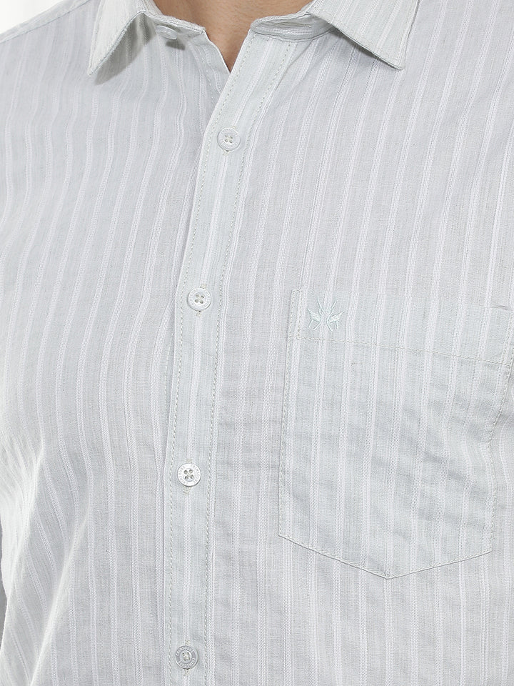 Green Vertical Stripes Shirt