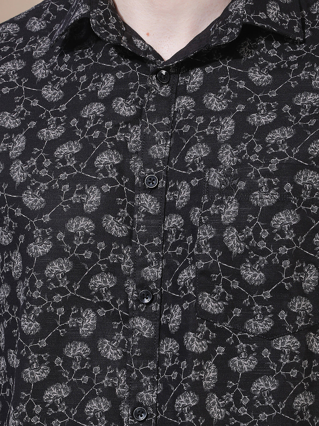 Black Floral Print Shirt