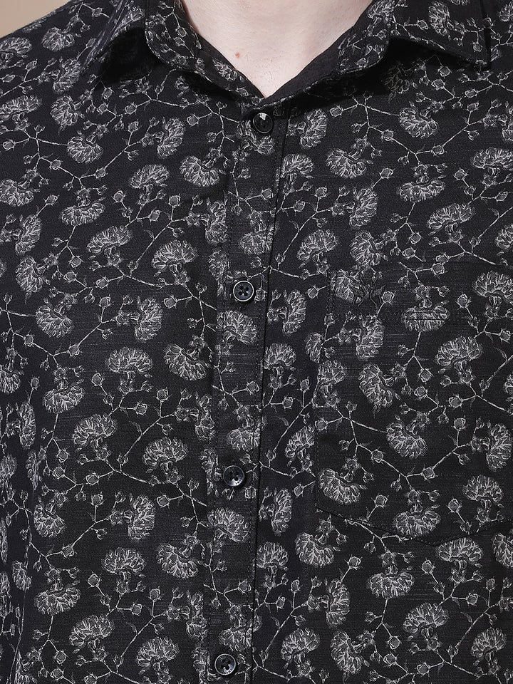 Black Floral Print Shirt