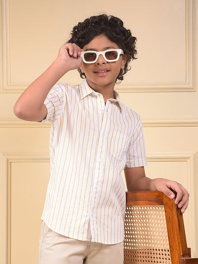 Yellow Vertical Stripes 100% Cotton Shirt
