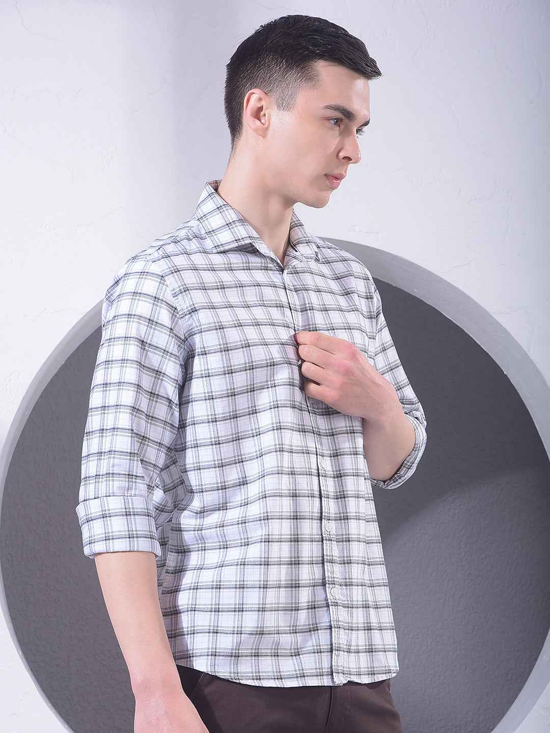 White Checked 100% Cotton Shirt