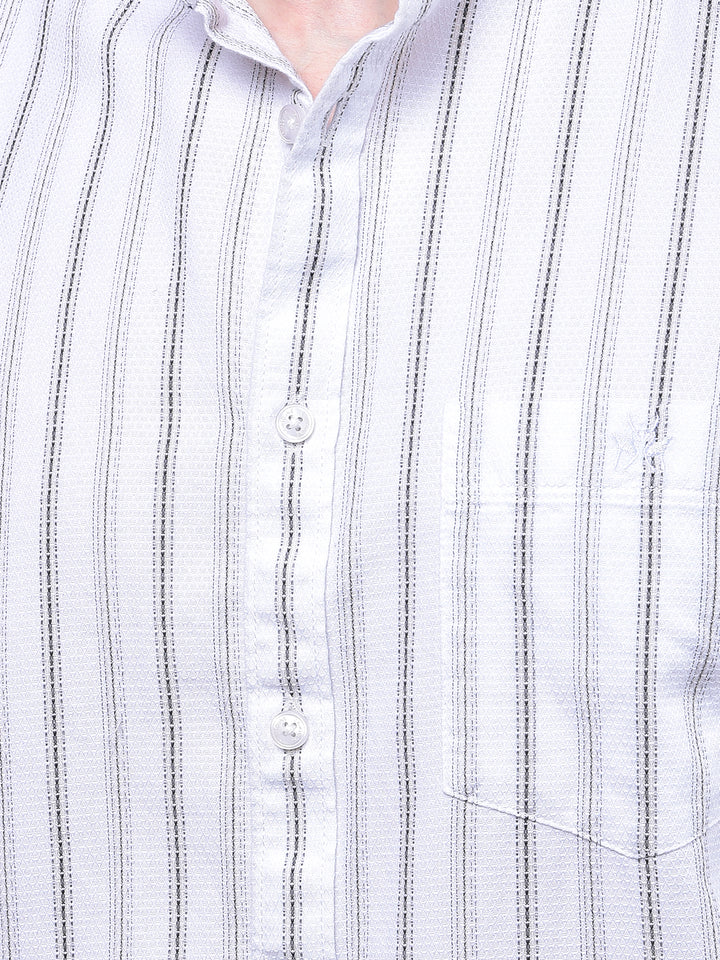 White Vertical Stripes 100% Cotton Shirt