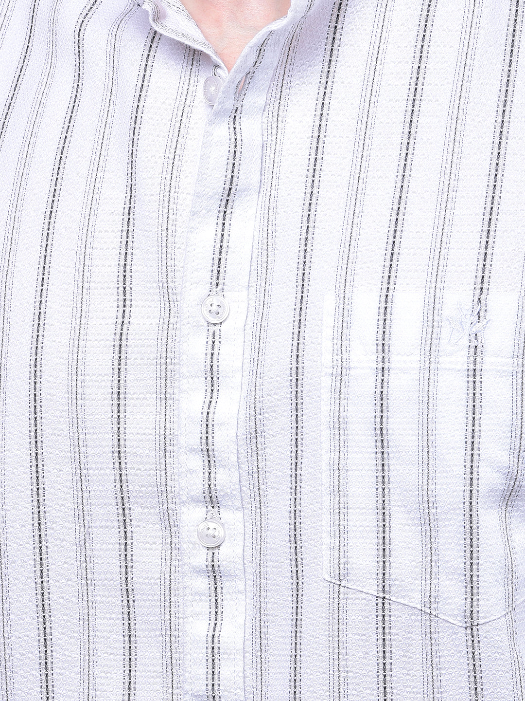 White Vertical Stripes 100% Cotton Shirt
