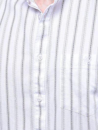 White Vertical Stripes 100% Cotton Shirt