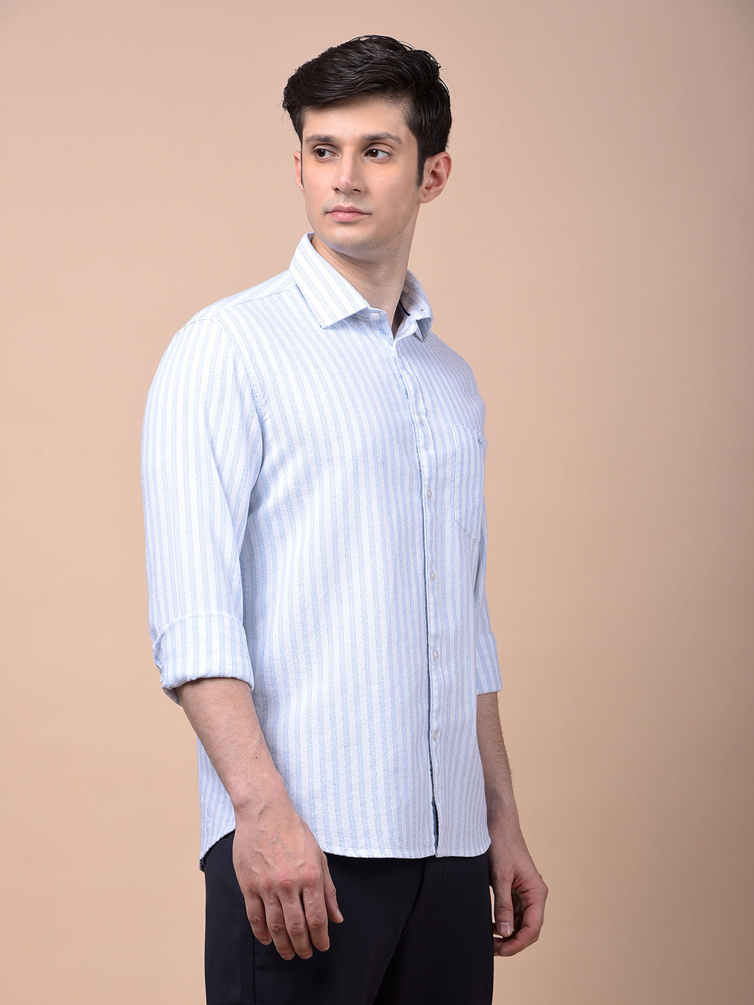 Blue Vertical Stripes 100% Cotton Shirt