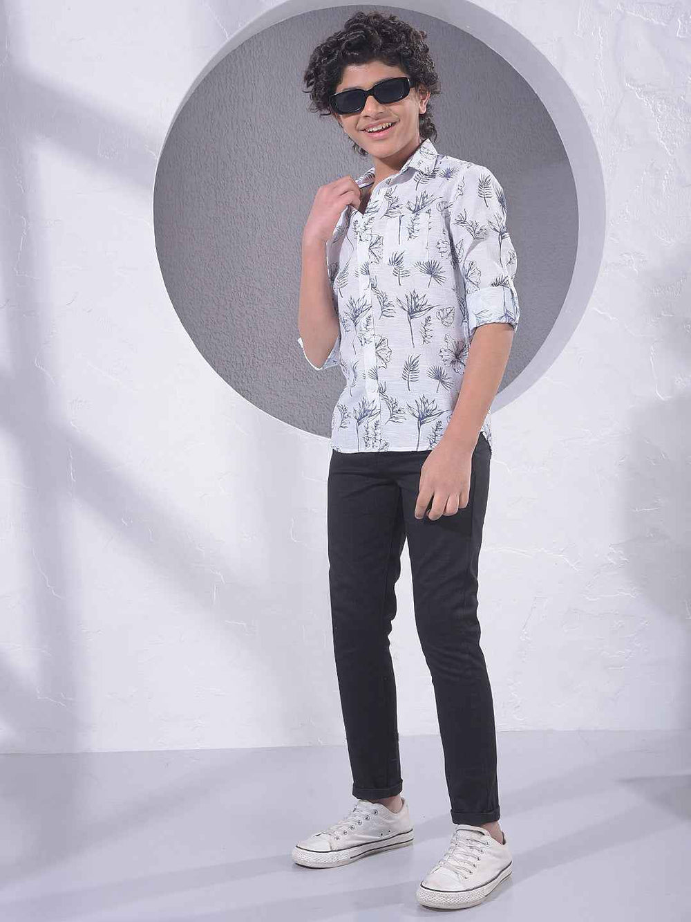 White Floral Print Shirt