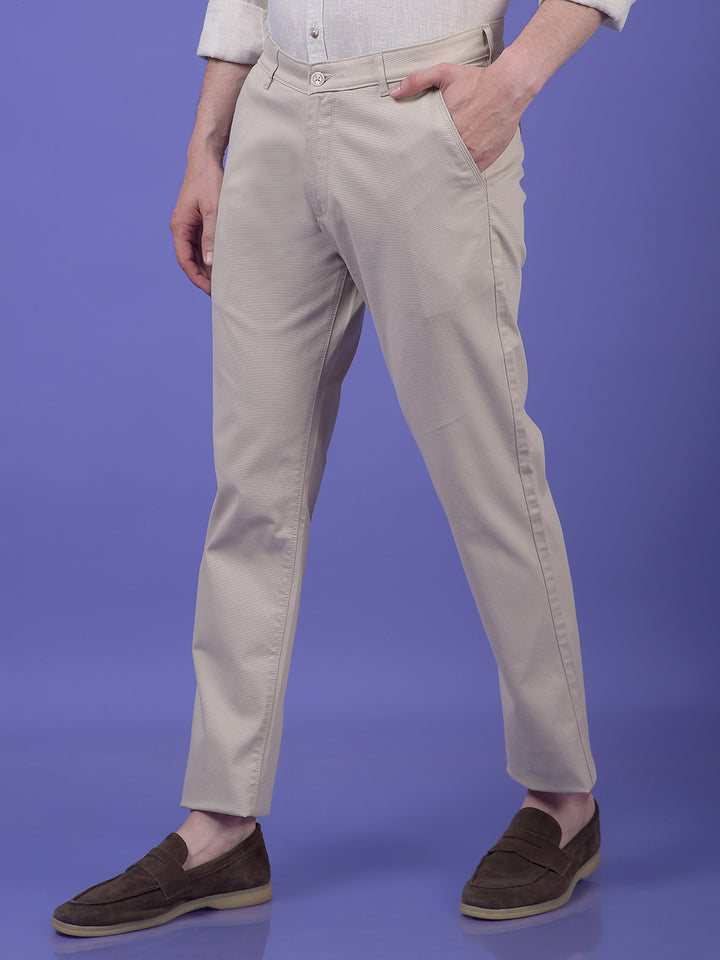 Beige Printed Trousers