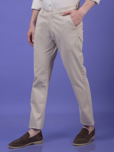 Beige Printed Trousers