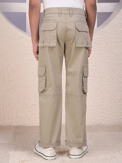 Beige Baggy Cargo Trousers